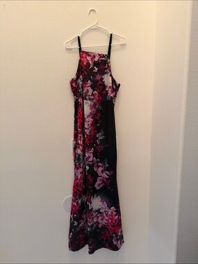 Venus Floral Black & Pink Maxi Dress